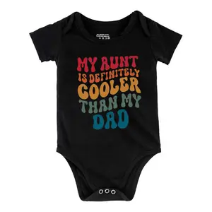 My Aunt is Definitely Cooler Than My Dad Print Bodysuit, Casual Short Sleeve Romper, Baby  Outdoor ClothingB1108-061