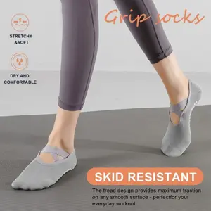 Professional Anti-Slip Yoga Socks for Women, Fitness Exercise Socks with Strap and Enhanced Grip, Pilates Socks for Airborne Activities