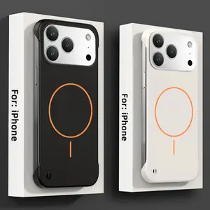 Ultra Thin Matte PC Frameless Magnetic Phone Case For IPhone 17 Pro Max Air 16 15 14 Plus 13 12 11 Magsafe Wireless Charge Cover