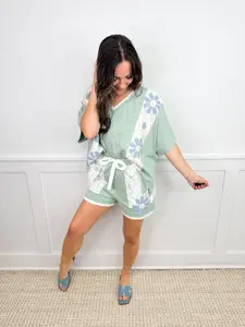 Radiating Positivity Cotton Short Sleeve Green Avery Mae Top