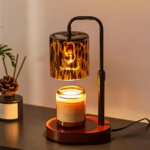 Tortoise Shell Home Decor: Black Candle Warmer Lamp with Timer Vintage Leopard Lamp with 2 Bulbs Height Adjustable Candle Warmer Dimmable Christmas Gift for Women
