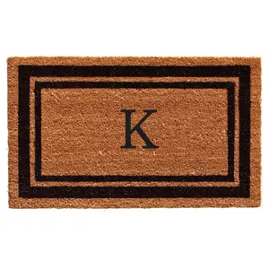 Calloway Mills  24 x 36 in. Black Border Monogram Rectangular Doormat, Natural - Letter K