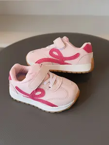 2026 Spring Three-Color Curve Almond Shoes, Unisex Baby Velcro Breathable Toddler Walking Shoes, Soft Sole Anti-Slip Casual Kids' Shoes, Soft Soled Shoes