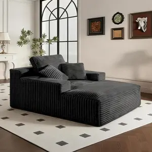 67" Chaise Lounge Chair Indoor, Corduroy Upholstered Boneless Sofa Bed, Couch Reading Chairs, Oversized Comfy Plush Faux Fur Cloud Sofas Couches for Living Room, Bedroom Corduroy Upholstered, Boneless Sofa Bed, Deep Seat Sleeper, Comfy Cloud