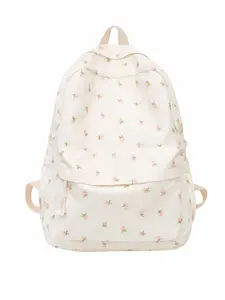 Floral Nylon Backpack for Women, Lightweight School Bag, Cute Aesthetic Travel Daypack, Waterproof Casual Bookbag, Large Capacity, Multiple Pockets