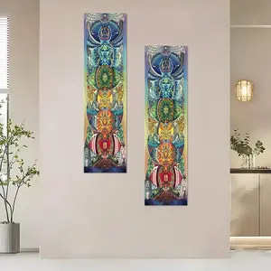 Colorful Chakra Energy Spiritual Wall Art Tapestry, 1 Count Vertical Tapestry, Wall Hanging Decor for Home Living Room Bedroom