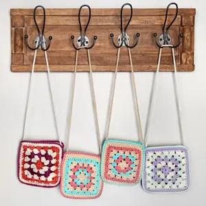 Fugglee Designs Granny Square Crochet Pouchette - Colorful Handmade Crossbody Bag