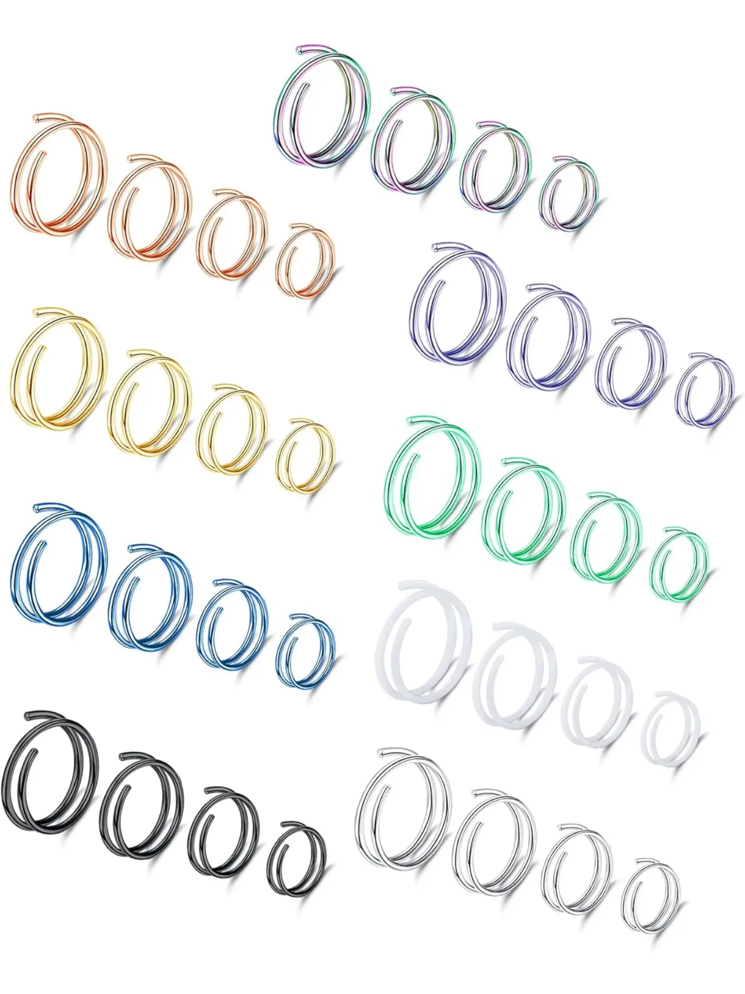 36Pcs Nose Ring Hoop Surgical Steel Nose Piercing Tragus Helix Piercing Cartilage Earrings Piercing 20G 18G Double Nose Ring CZ Spiral Nose Rings for Women Men Nose Piercing Jewelry Chic Body Jewelry