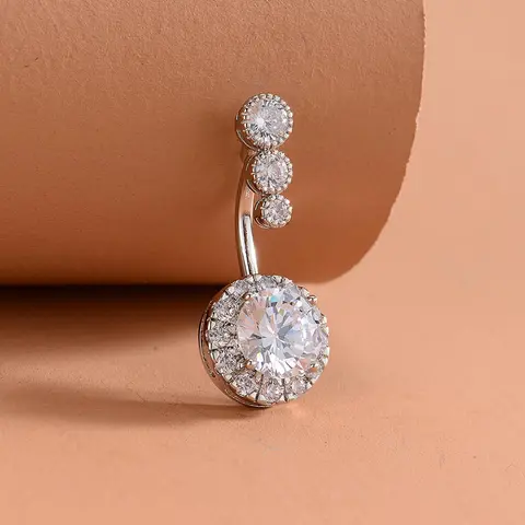 Rhinestone Decor Bling Belly Button Ring, Belly Button Piercings, Women Belly Piercing Body Jewelry, Fashion Navel Piercing Jewelry for Party, Daily Clothing Decor, Trendy All-match & Exquisite Jewelry for Birthday Gift, High Quality Jewelry for Women