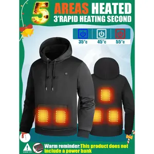 Smart Heated Hoodie Jacket, Long-Sleeve Winter Coat, Sports Vest, Ideal for Hiking, Camping, Running, Modern Winter Clothing