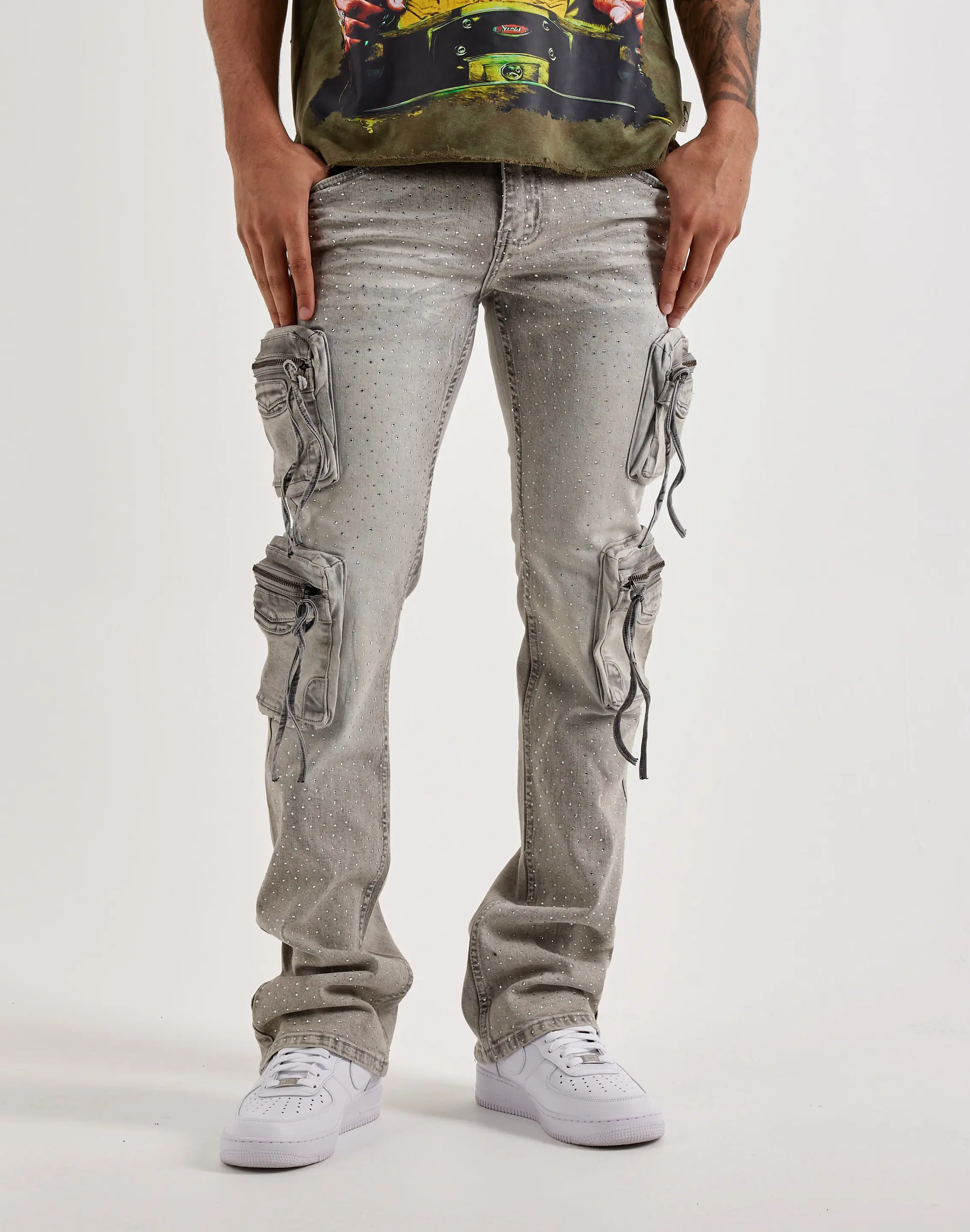 Mens Kindred Stacked Cargo Denim Jeans