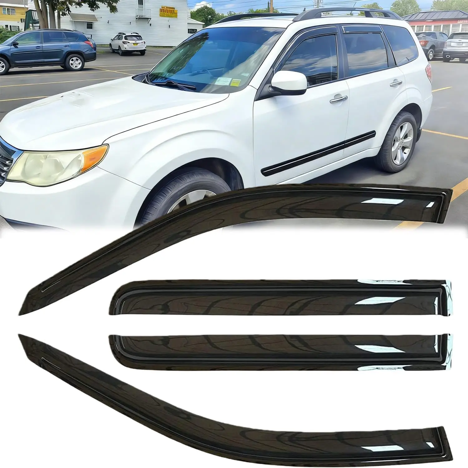 Acrylic Side Window Wind Deflectors for 2010-2017 GMC Terrain (Part 94167) - Tape-On Glare Reduction Sun Rain Guards, Shatterproof Vent Visors with Ventilation Enhancement, Fogging Reduction, Glare Reduction Side Window Deflectors & Visors