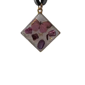 Purple Butterfly Pendant Necklace Chain, Female-Unisex Daily Choker Costume Jewelry Accessory