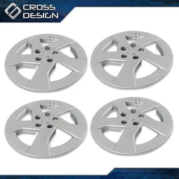 CROSSDESIGN 4PCS 16 In Hubcap Wheel Covers, 5-Spoke Silver Auto Replacement Parts, Fit For Toyota Prius 2010-2011