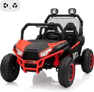 【Christmas Gift】Red 24V 2 Seater Ride On UTV Kids Electric Car With Remote Control Bluetooth Music Led Lights Spring Suspension And Wide Seats Red