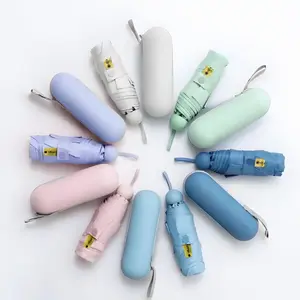 Unisex 6-Rib Mini Portable Pocket Umbrella - Lightweight Folding, Waterproof, UV Protection, Rain and Sun Use, Easy Carrying for Travel and Outdoor Activities