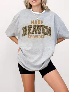 Make Heaven Crowded Leopard Print Geometric Graphic Women T-Shirt – Christian Faith Tee