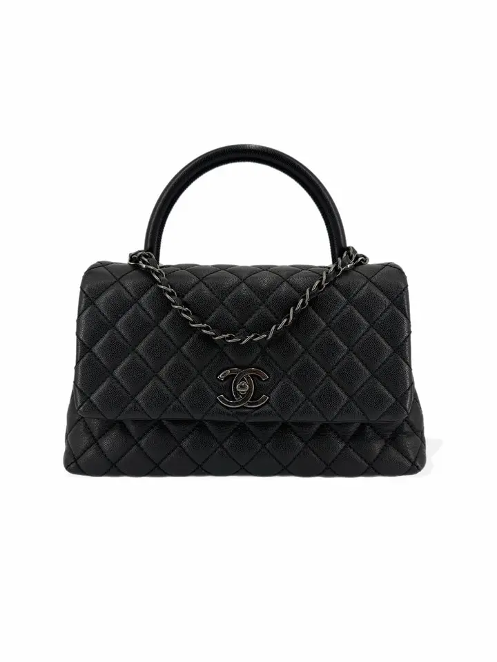 Pre-owned CHANEL Caviar Crossbody Bags Coco Handle Black Small Shoulder Bag