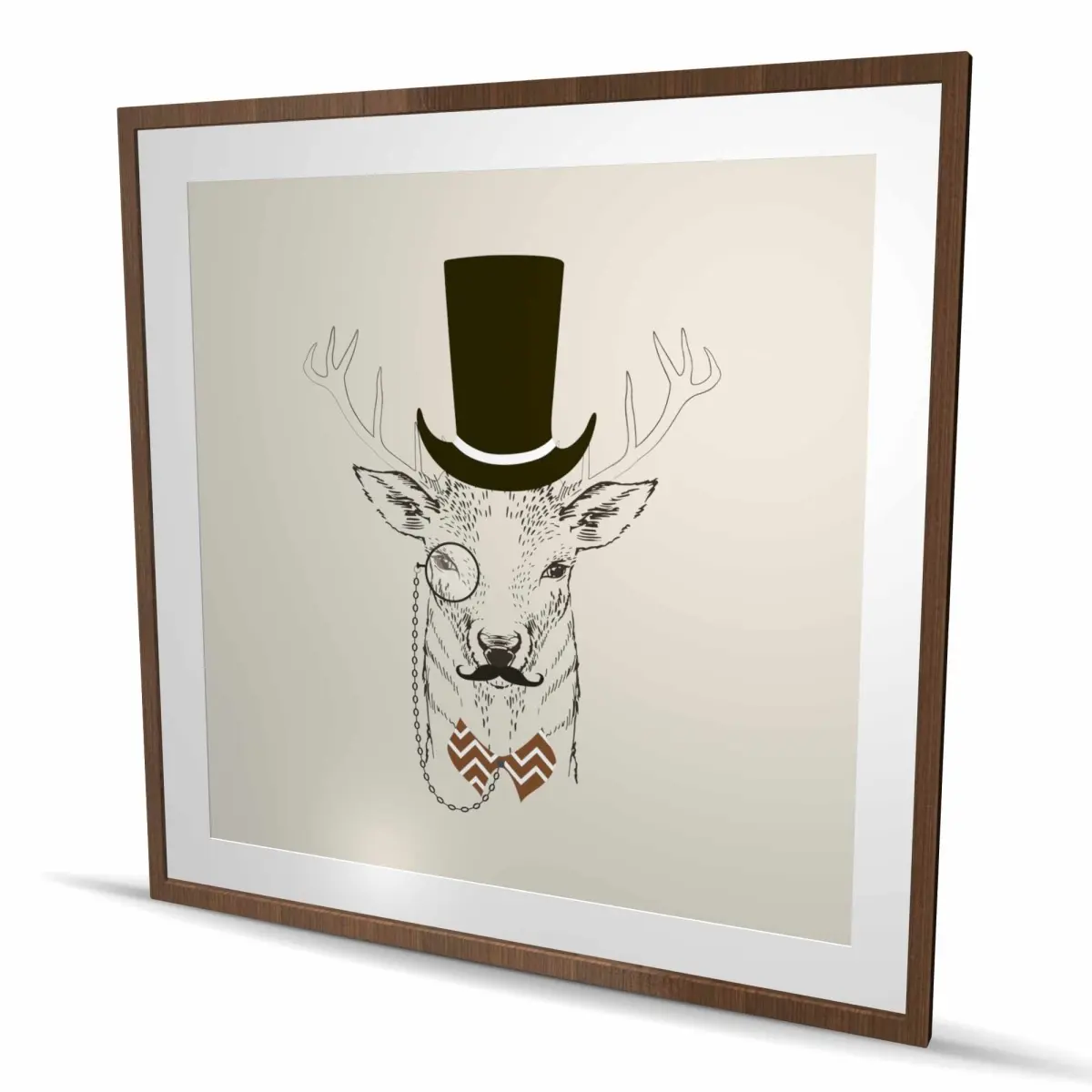 212 MAIN Aristocrat Roe Deer Framed Matted Print Artwork - 48x48in Beige Rustic Wood Frame, Artistic Photo, Wall Decoration, Room Accent, Ideal Home Decor Gift