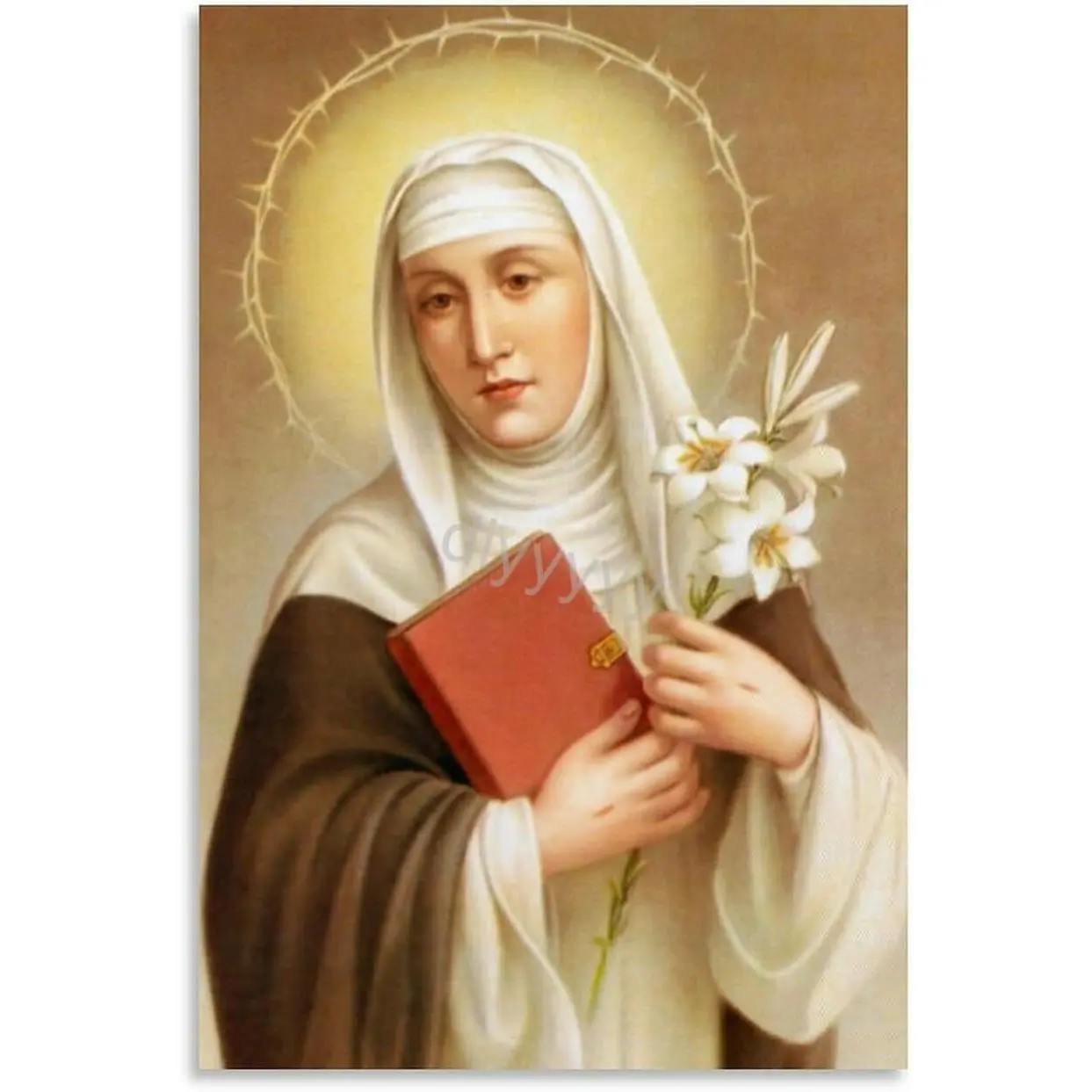 St Catherine of Siena Catholic Portrait Photo, Colorful Unframed Canvas Poster & Print, Home Decoration for Living Room Bedroom, 16x24in (40x60cm) Wall Art