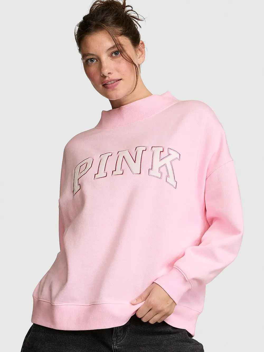 PINK Campus Fleece™ Oversized Mock-Neck Sweatshirt