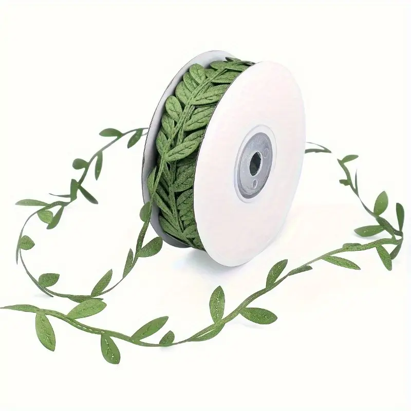 1 Roll Olive Green Leaves Floral Lace Trim Ribbon for DIY, Craft, Party, Wedding, Home Decor