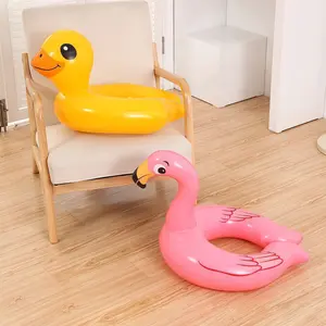 Cute 3D Duck & Flamingo Inflatable Pool Float, Cartoon Animal Print Swim Ring, Lightweight Portable Design, Pool & Beach Summer Activities
