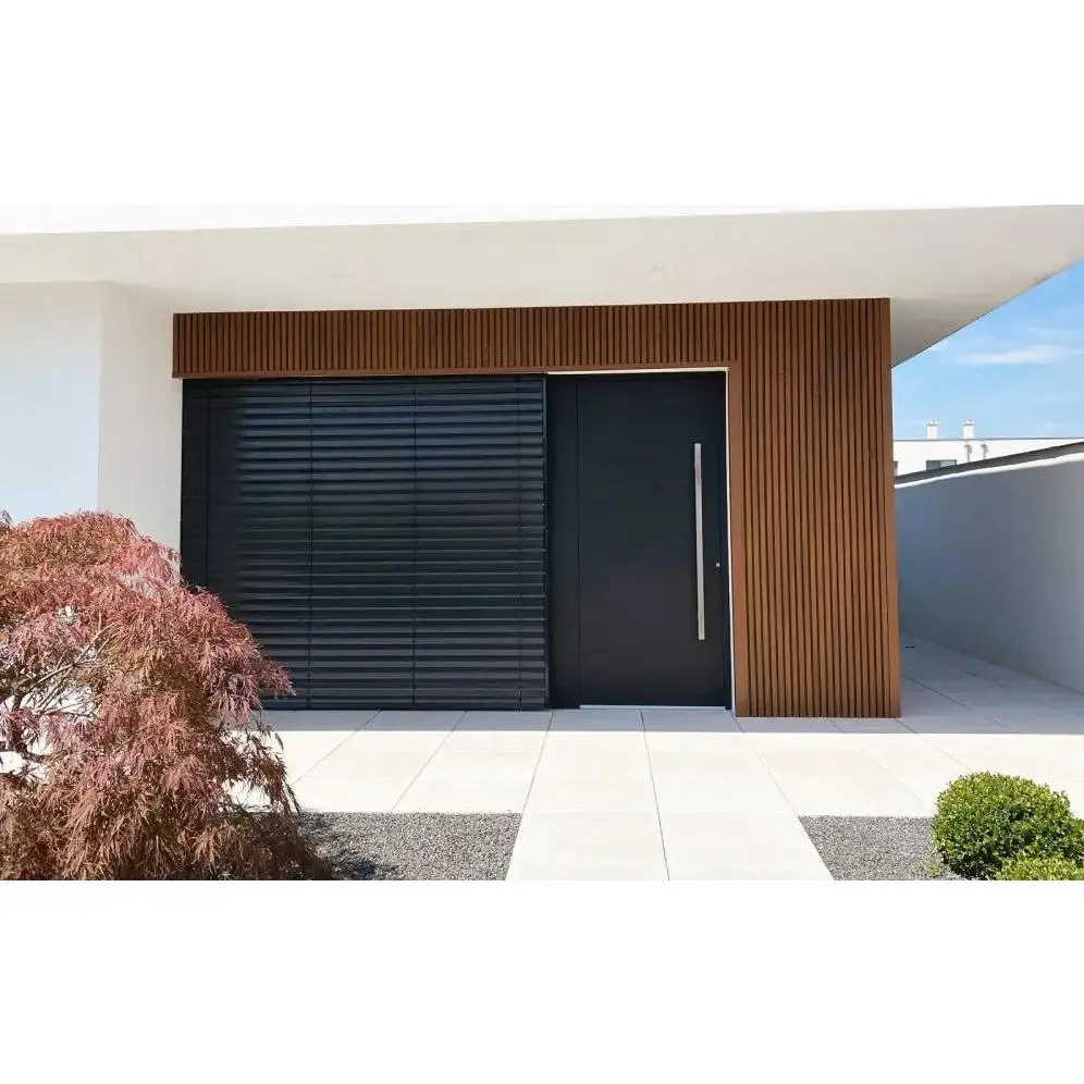 TeakA1 Modern Teak Wood-Look Composite Slat Wall Panels Waterproof Exterior WPC Siding for Luxury Homes, Contemporary Facades, Outdoor Walls, Commercial Buildings & Architectural Cladding (UV Resistant USA Style)  Option 3