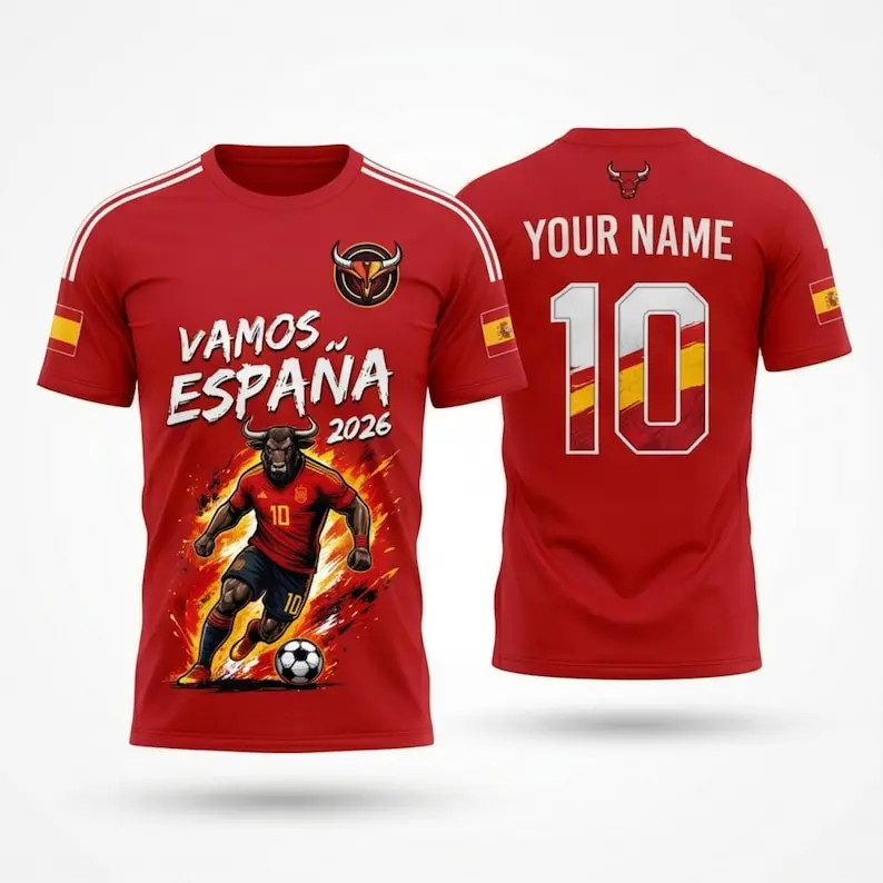 Spain 2026 Soccer Fan Shirt, Custom Name Jersey, Personalized Spain Jersey