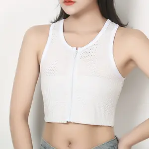 Chest Binder Underwear Women Seamless Minimizer Bra Compression Sport Bra Wireless for Women Tank Tops Low Cut Flat Sports Bra Gym Clothes Workout Hollow Back Activewear