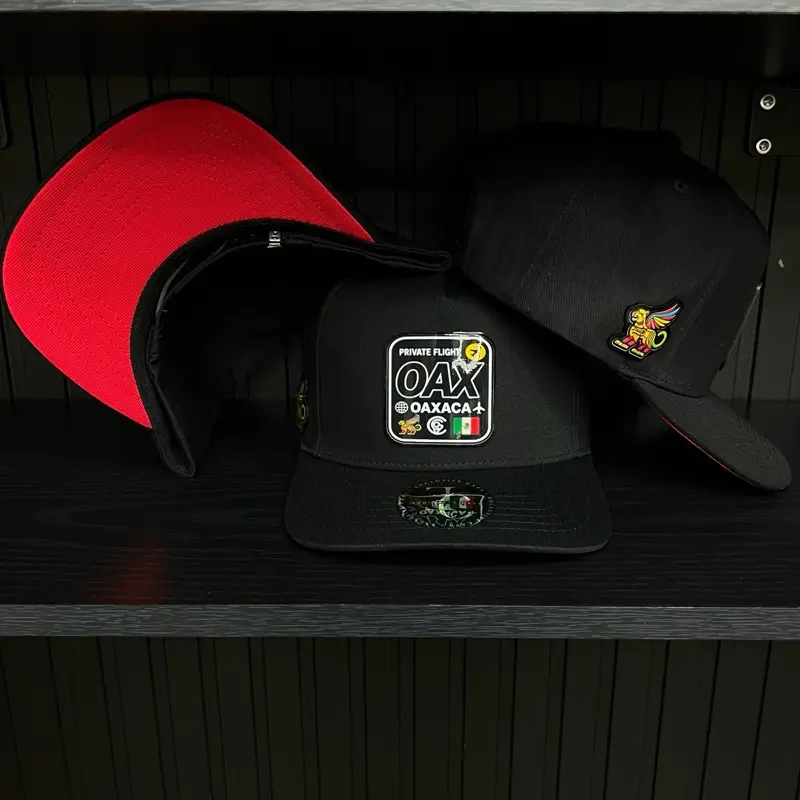 Exclusive Oaxaca Private Flight SnapBack Hat - Black/Red Cotton Cap