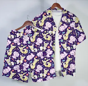 2026 Hawaiian Sets PKM [FREESHIP] Shiny Espurr Meowstic Hawaiian Shirt Cute Floral Pattern Button Up Shirt Summer Beach Short Matching Set Unisex Outfit Espurr Shirt Gifts – Anime PKM Aloha Latias Latios Hawaiian Shirt
