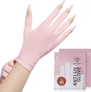 UV Gloves for Nail Lamp - Pink, Premium UPF99+ UV Protection Gloves for Gel Manicure, Nail Art Skin Care Fingerless Anti UV Glove Protect Hands from UV Harm