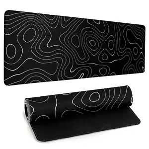 Topographic Gaming Mouse Pad Large 31.5 x 15.75in Keyboard Mousepad for Non-Slip Base Stitched Edge Extended Desk Pad XL Desk Mat