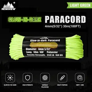 Glow-In-Dark Paracord Rope, 350lb Tensile Strength, Lightweight, 30m Per Strand, Ideal for Camping, Fishing, Umbrellas, Rvs, Canopies