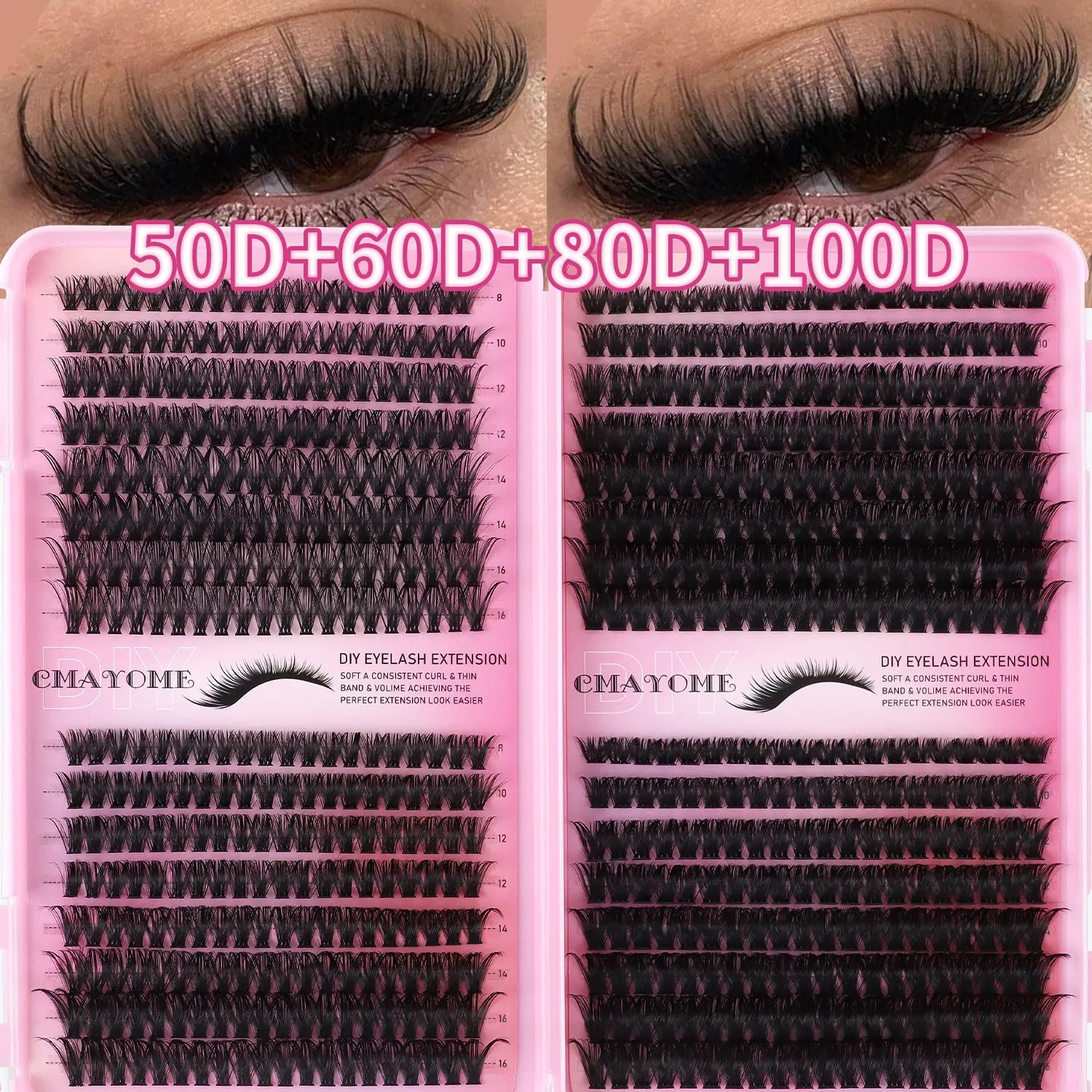 640 Clusters DIY Natural Liner Lashes – 10D-100D Density, Individual Fluffy Lash Extensions, Pro Kit, DIY Eyelash Set, Perfect for Any Occasion 🎯💫