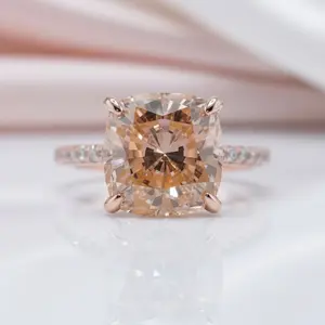 Rose Gold 3.5ct Champagne Stone Cushion Cut Engagement Ring