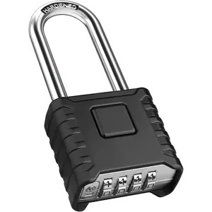 2.3in Long Shackle Combination Padlock,  Large Heavy Duty Outdoor Padlock [One-Touch Unlocking] [Weatherproof] Design of Hidden Password, High Security for Locker, Gym, Garden, Fences