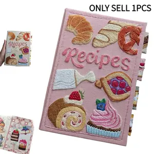 DIY Handmade Recipe Journal, 1 Set Hand-embroidered Baking Recipe Journal DIY Materials, Personalized Recipe Book, Handcrafted Craft and Art Collection Gift