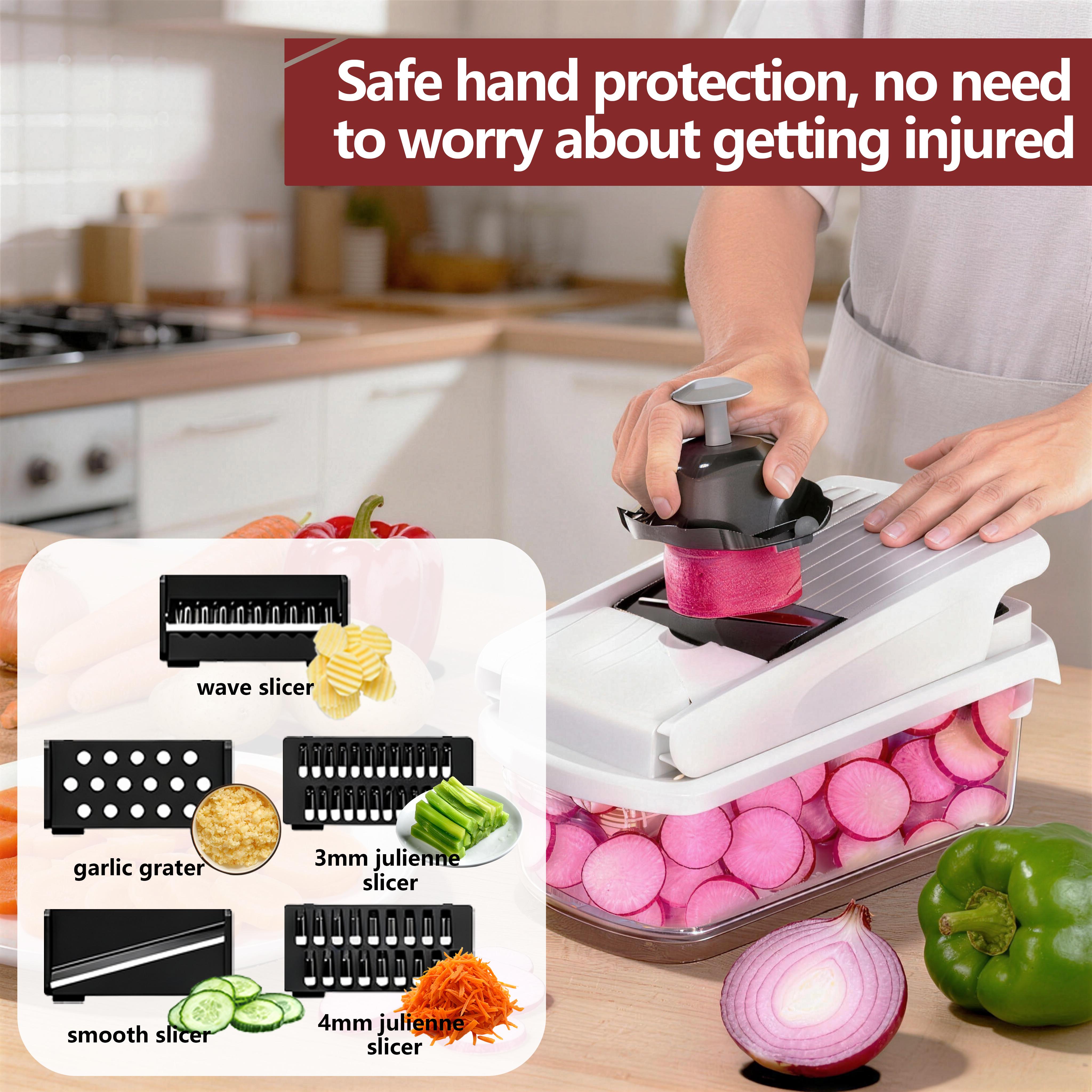 Snofrid Vegetable Chopper,15-in-1 Multifunctional Food Chopper,Professional Onion Chopper with 8 Blades,Vegetable Cutter with Container for Salad,Potato,Carrot,and Garlic; Essential Kitchen Tool Snofrid Vegetable Chopper,15-in-1 Multifunctional Food Chopper,Professional Onion Chopper with 8 Blades,Vegetable Cutter with Container for Salad,Potato,Carrot,and Garlic; Essential Kitchen Tool