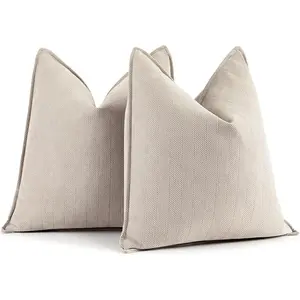 2PCS Pillow Covers 18x18 Inch Chenille Throw Pillow Covers with Elegant Design Soft and Luxurious Decorative Throw Pillows for Couch, Bed, and Home Decor(Without pillow insert )