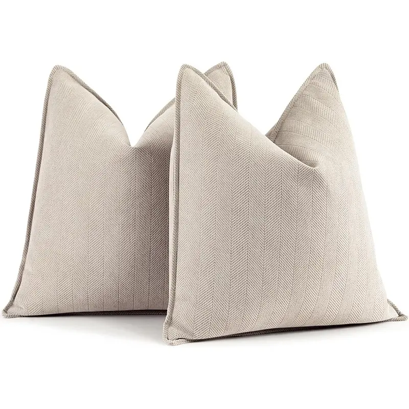 2PCS Pillow Covers 18x18 Inch Chenille Throw Pillow Covers with Elegant Design Soft and Luxurious Decorative Throw Pillows for Couch, Bed, Bedroom, and Home Decor(Without pillow insert )