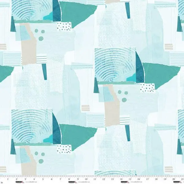Fabric Studio E Jade Minimalist Collage Color Me Abstract by the Quarter Yard 8534-69