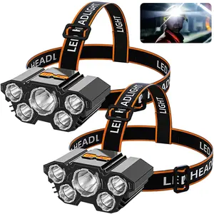 2 Pack Rechargeable Headlamp, LED Head Lamp with 3 Lighting Modes, Waterproof Head Lights for Forehead, Hard Hat Light, Adjustable Head Flashlight for Adults, Bright Coast Headlamp for Outdoor Camping, Hiking, Running, Valentine Gifts