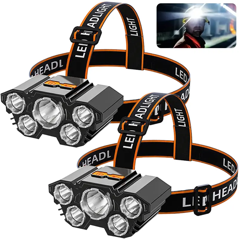 2 Pack Rechargeable Headlamp, LED Head Lamp with 3 Lighting Modes, Waterproof Head Lights for Forehead, Hard Hat Light, Adjustable Head Flashlight for Adults, Bright Coast Headlamp for Outdoor Camping, Hiking, Running, Valentine Gifts