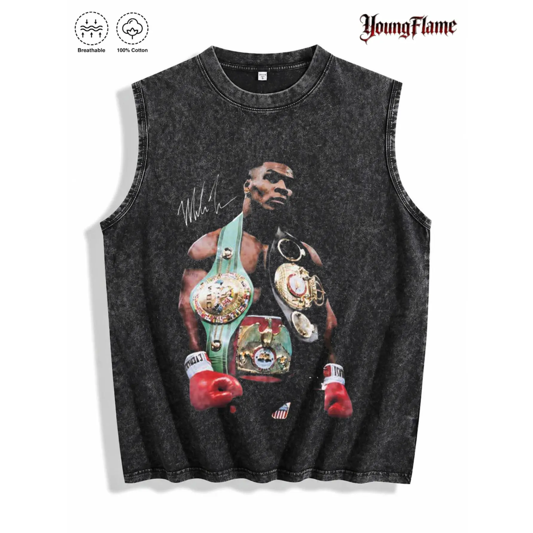 Heavyweight Boxing Champion Sleeveless t shirts | Retro Sports streetwear | good graphic tees Gift For Dad t-shirt menswear top vintage fashion t-shirt gift black loose fit summer casual shirt Crewneck