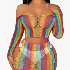 (Rainbow) Sexy Fishnet Bodysuit
