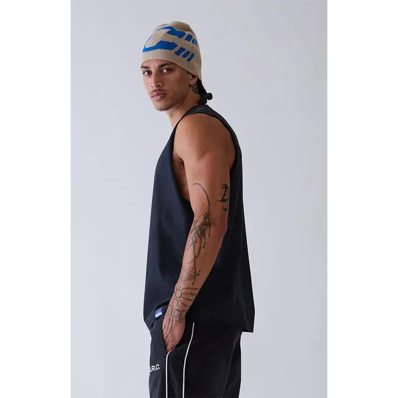 A.R.C. Men's Washed Black Vintage Wash Cut Off Muscle T-Shirt