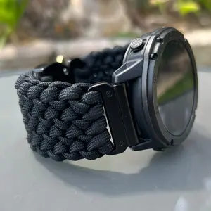 Quick Release Paracord Watchband, personalized to replace bands for Garmin 20mm, 22mm and 26mm|Black.