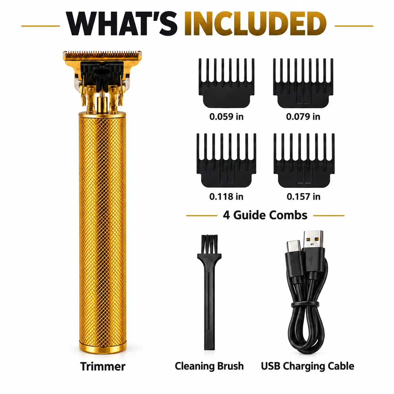 Men's Professional Wireless Rechargeable Cordless Hair Clippers & Beard Trimmer Grooming Kit - T-Blade, O-Gap Blade, 4 Guide Combs, Storage, Attachment, Automatic Battery-Powered & Home Haircut Tools